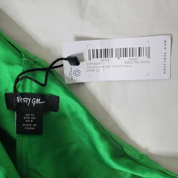 Nasty Gal Satin One-Shoulder Twill Mini Dress - Picture 2 of 5
